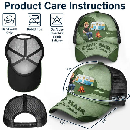 Camp Hair Don't Care Camping - Personalized Mesh-back Casual Cap