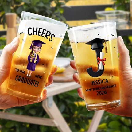 Cheers To The New Graduate - Personalized Beer Glass