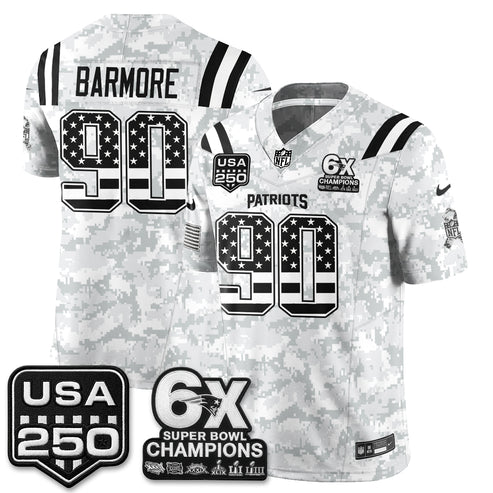 Christian Barmore New England Patriots 2026 Salute to Service Edition Vapor Jersey - Arctic Camo