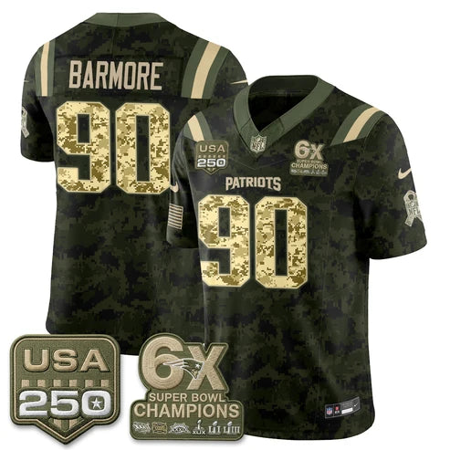 Christian Barmore New England Patriots 2026 Salute to Service Edition Vapor Jersey - Camo