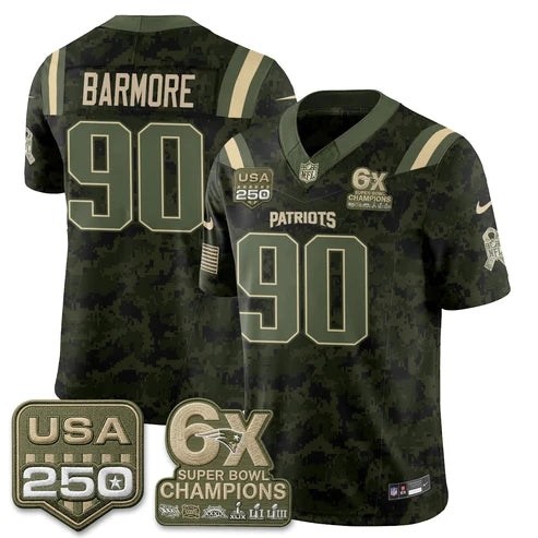 Christian Barmore New England Patriots 2026 Salute to Service Edition Vapor Jersey - Camo