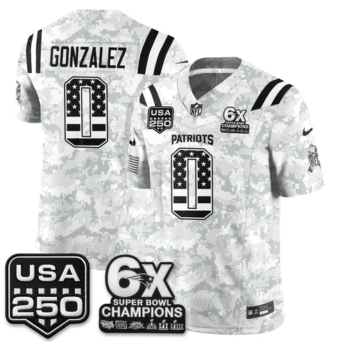 Christian Gonzalez New England Patriots 2026 Salute to Service Edition Vapor Jersey - Arctic Camo
