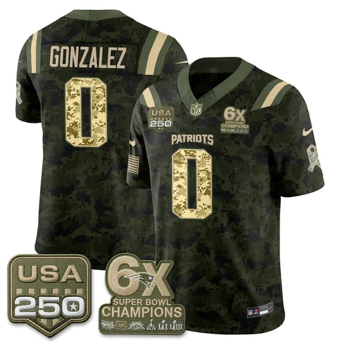 Christian Gonzalez New England Patriots 2026 Salute to Service Edition Vapor Jersey - Camo