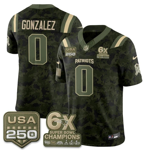 Christian Gonzalez New England Patriots 2026 Salute to Service Edition Vapor Jersey - Camo