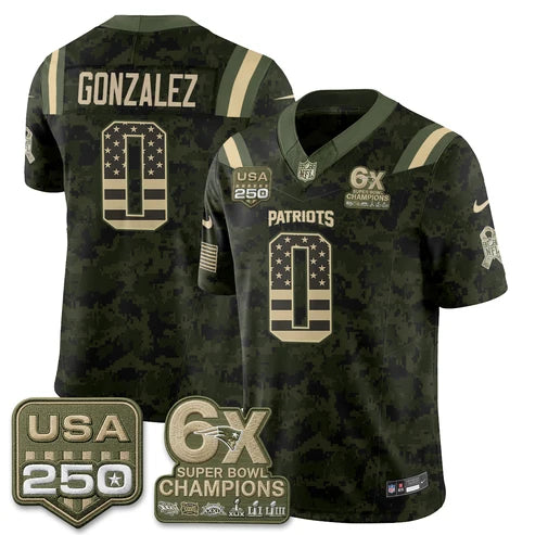 Christian Gonzalez New England Patriots 2026 Salute to Service Edition Vapor Jersey - Camo Flag