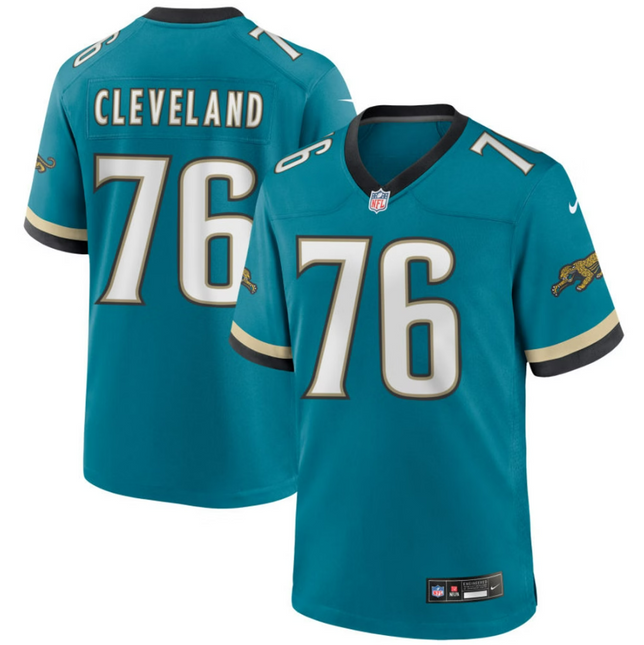 Ezra Cleveland Jacksonville Jaguars 2026 Throwback Game Jersey - Teal Prowler