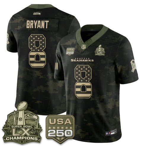 Coby Bryant Seattle Seahawks 2026 Salute to Service Edition Vapor Jersey - Camo Flag