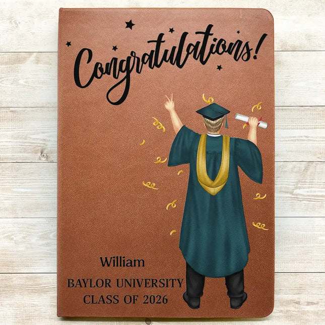 Congrats Grad You Did It - Personalized Leather Journal