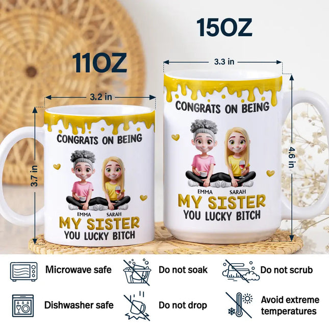 Congrats On Being My Brother Sister - Personalized White Edge-to-Edge Mug