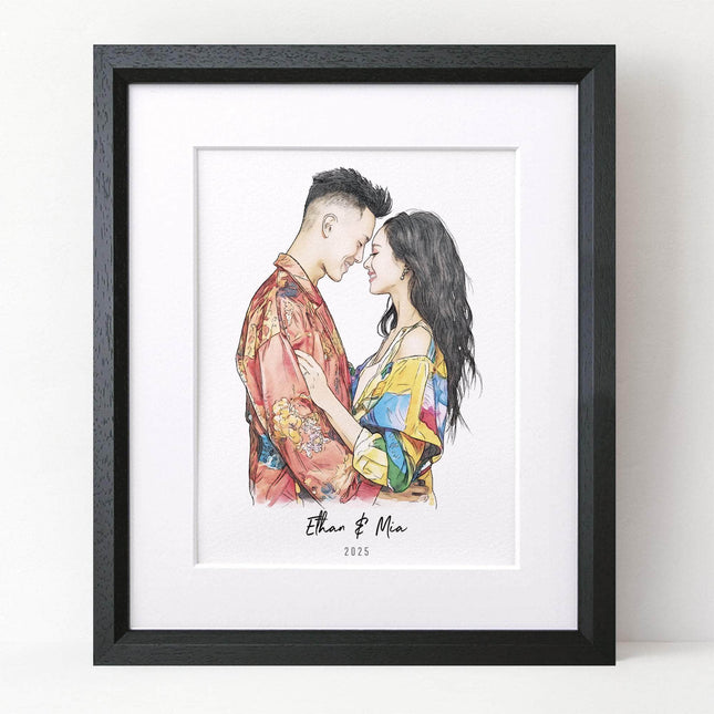 Watercolour Couple Portrait - Custom Portrait Art