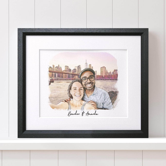 Watercolour Couple Portrait - Custom Portrait Art