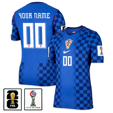 Custom Name Croatia National Team 2026 x World Cup Patch Away Jersey - Blue