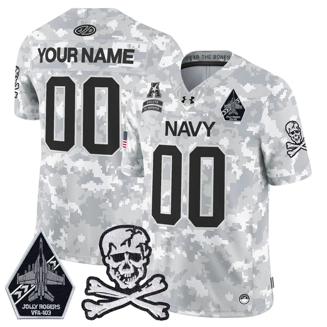 Custom Name Navy Midshipmen 2026 Salute to Service Vapor Limited Jersey - Arctic Camo