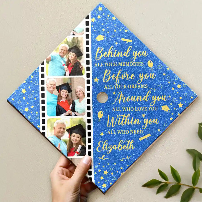 Custom Photo Behind You All Memories - Personalized Graduation Cap Topper