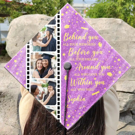 Custom Photo Behind You All Memories - Personalized Graduation Cap Topper