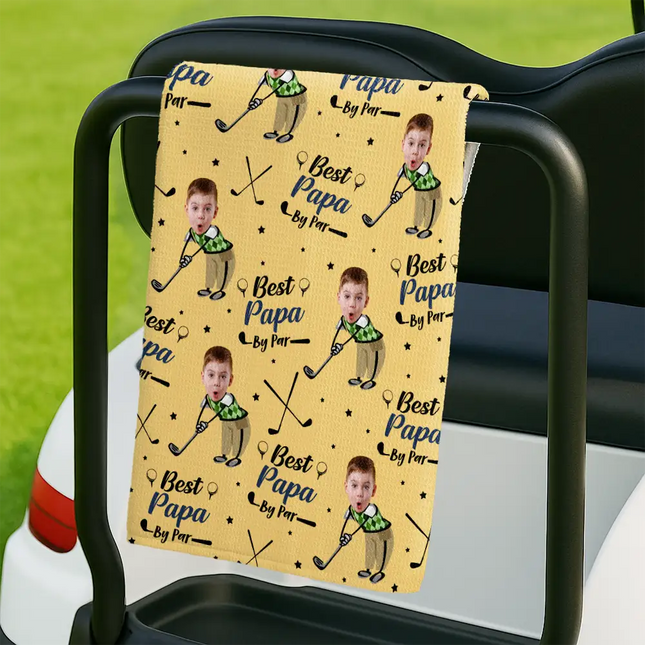 Custom Photo Best Dad By Par - Personalized Golf Towel