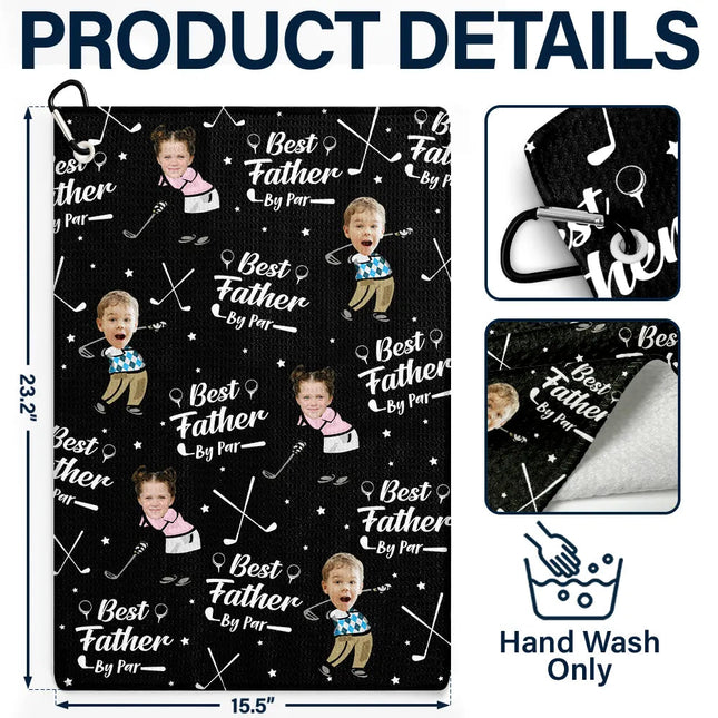 Custom Photo Best Dad By Par - Personalized Golf Towel