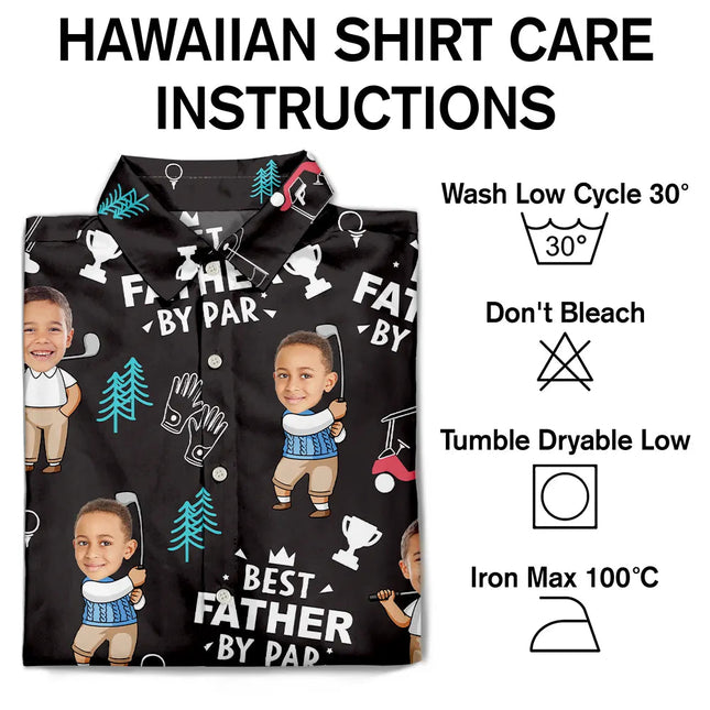 Custom Photo Best Dad By Par Funny Kid - Personalized Hawaiian Shirt