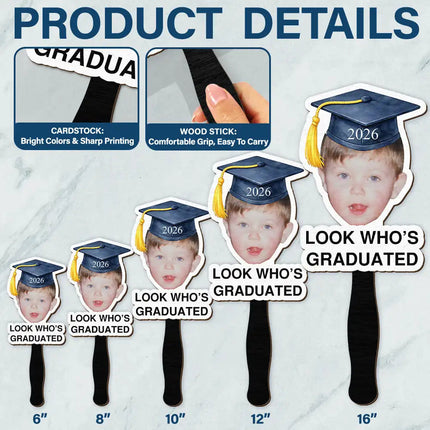 Custom Photo Childhood Look Who's Graduated - Personalized Graduation Handheld Fan