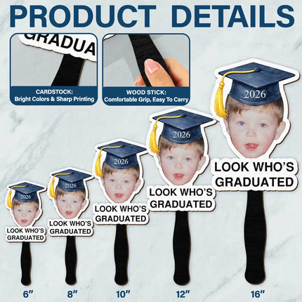 Custom Photo Childhood Look Who's Graduated Grad Props - Personalized Graduation Handheld Fan