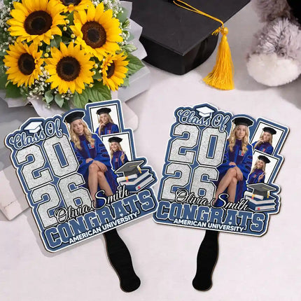 Custom Photo Congrats You Did It - Personalized Graduation Handheld Fan