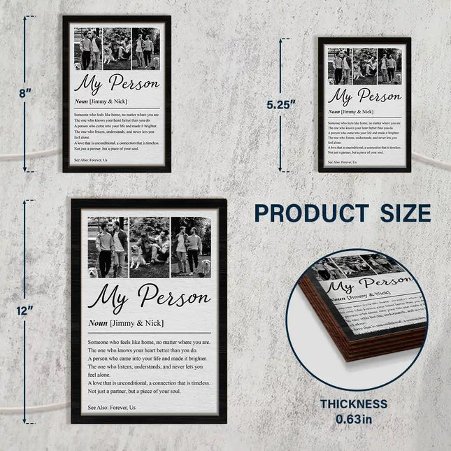 Custom Photo Couple My Person Definition - Personalized LED Light Wooden Plaque