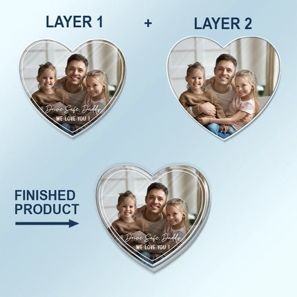 Custom Photo Drive Safe We Love You Lovely Family - Personalized Custom Shaped Acrylic Car Visor Clip