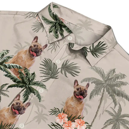 Custom Photo Family Pet Face Palm Tree Pattern - Personalized Hawaiian Shirt