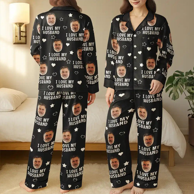 Custom Photo Funny I Love My Wife Husband - Personalized Satin Pajama Set