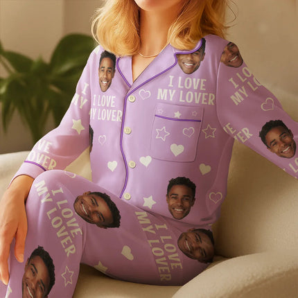 Custom Photo Funny I Love My Wife Husband - Personalized Satin Pajama Set