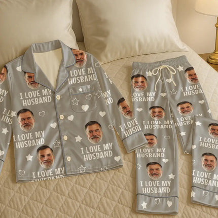 Custom Photo Funny I Love My Wife Husband - Personalized Satin Pajama Set