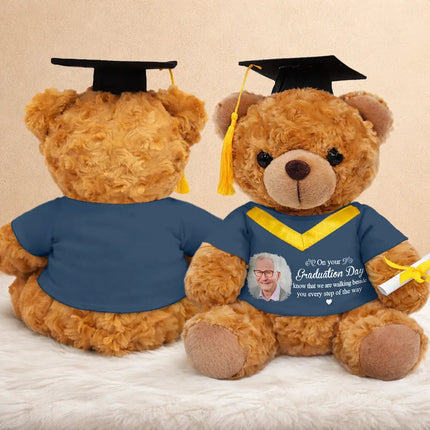 Custom Photo Graduation Walking Beside You Memorial - Personalized Teddy Bear