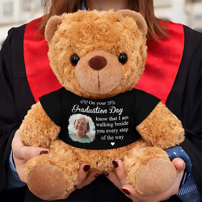 Custom Photo Graduation Walking Beside You Memorial - Personalized Teddy Bear