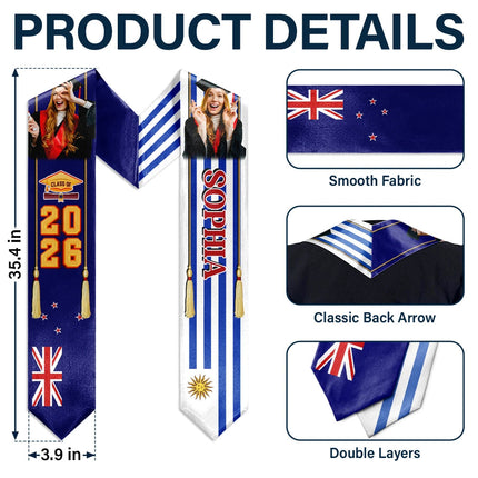Custom Photo Half and Half Flag Graduation - Personalized Stoles
