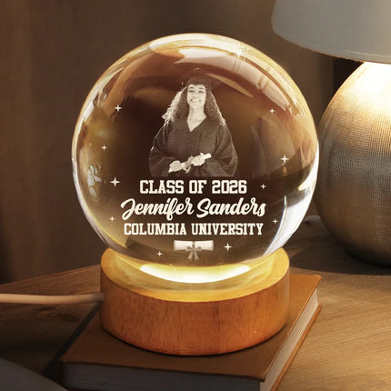 Custom Photo Happy Graduation - Personalized Crystal Globe Lamp