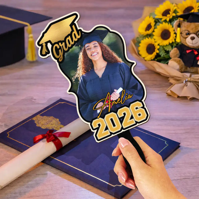 Custom Photo Happy Graduation - Personalized Graduation Handheld Fan