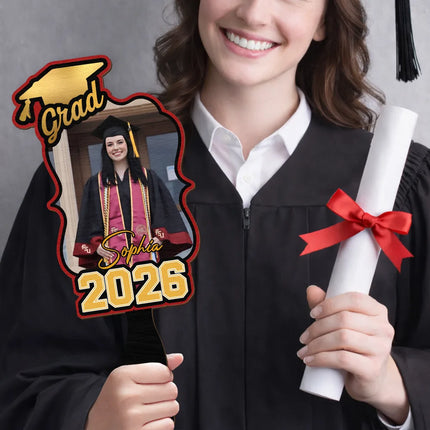 Custom Photo Happy Graduation - Personalized Graduation Handheld Fan