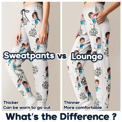 Custom Photo Happy Grandkids Best Papa Grandpa Ever Rain Pattern - Personalized Pajama Pants