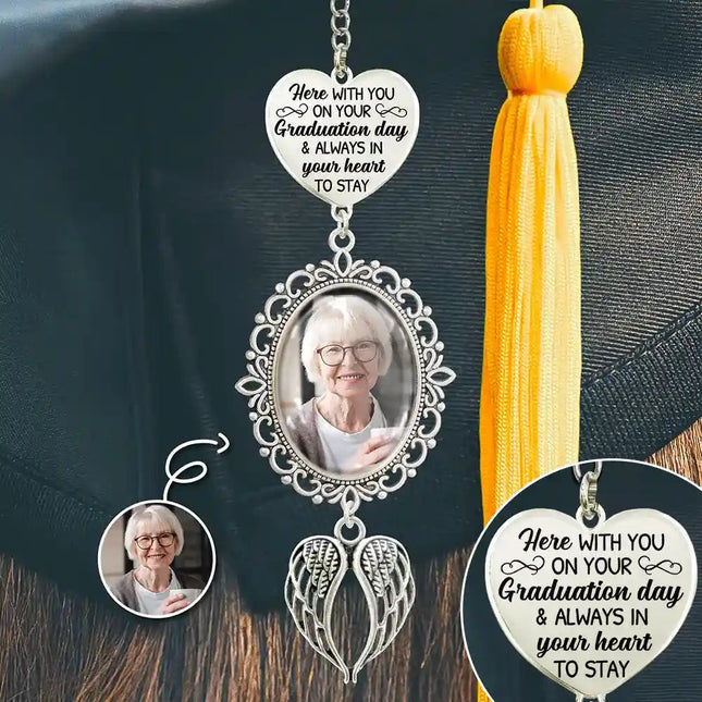 Custom Photo Here With You - Personalized Graduation Tassel Charm