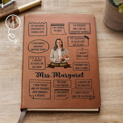 Custom Photo I Am Proud To Be A Teacher - Personalized Leather Journal