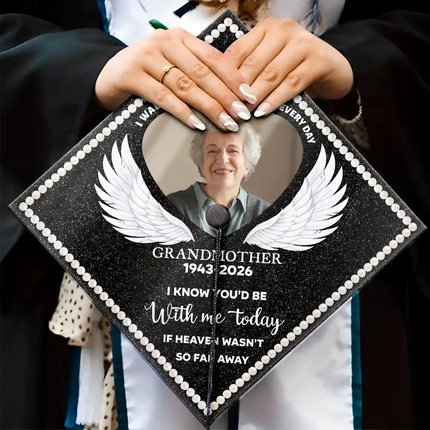 Custom Photo I Am Walking Beside You Every Step Of The Way - Personalized Graduation Cap Topper