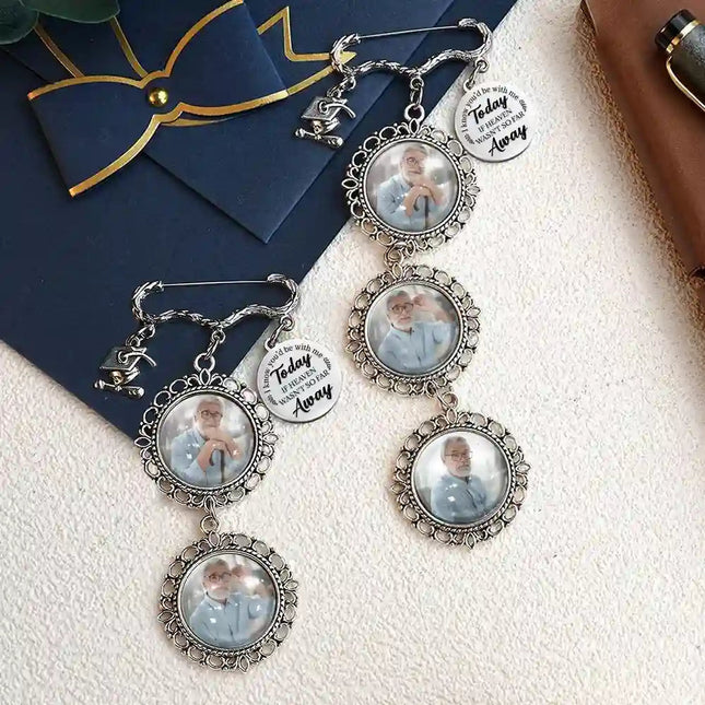 Custom Photo If Heaven Weren't So Far Away - Personalized Graduation Tassel Pin