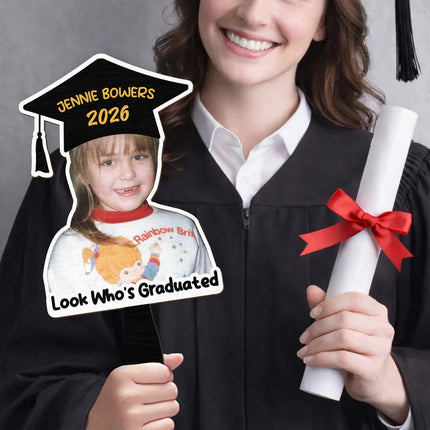 Custom Photo Look Who's Graduated - Personalized Graduation Handheld Fan