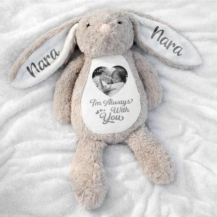 Custom Photo Memorial A Cuddle From Heaven - Personalized Soft Toy Bunny