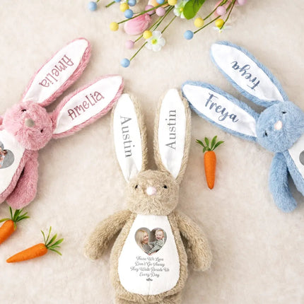 Custom Photo Memorial A Cuddle From Heaven - Personalized Soft Toy Bunny