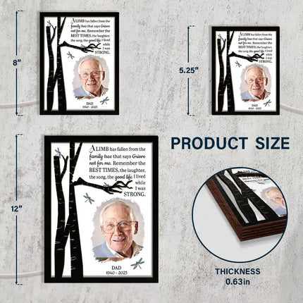 Custom Photo Memorial A Limb Has Fallen - Personalized LED Light Wooden Plaque
