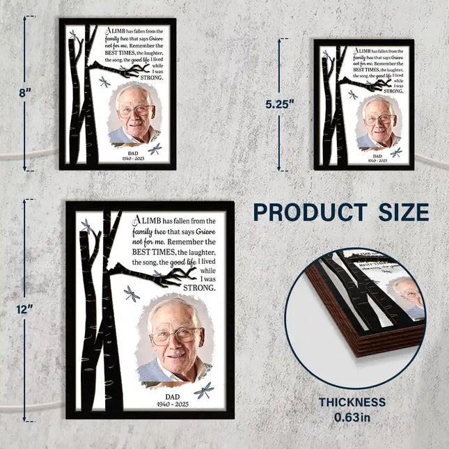 Custom Photo Memorial A Limb Has Fallen - Personalized LED Light Wooden Plaque