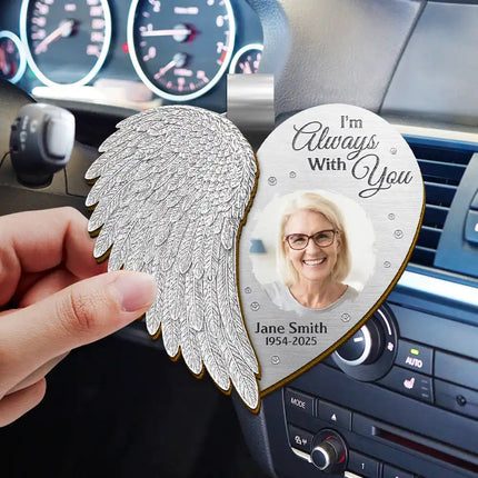 Custom Photo Memorial I'm Always With You Angel Wings - Personalized Custom Shaped Car Visor Clip
