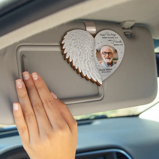 Custom Photo Memorial I'm Always With You Angel Wings - Personalized Custom Shaped Car Visor Clip