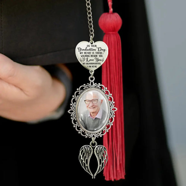 Custom Photo My Heart Is There - Personalized Graduation Tassel Charm